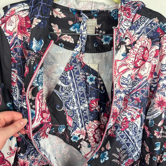 Nwt Chico's Zenergy Paisley Lightweight Gathered Sleeve Packable Jacket Sz 2(12) - Picture 6 of 14